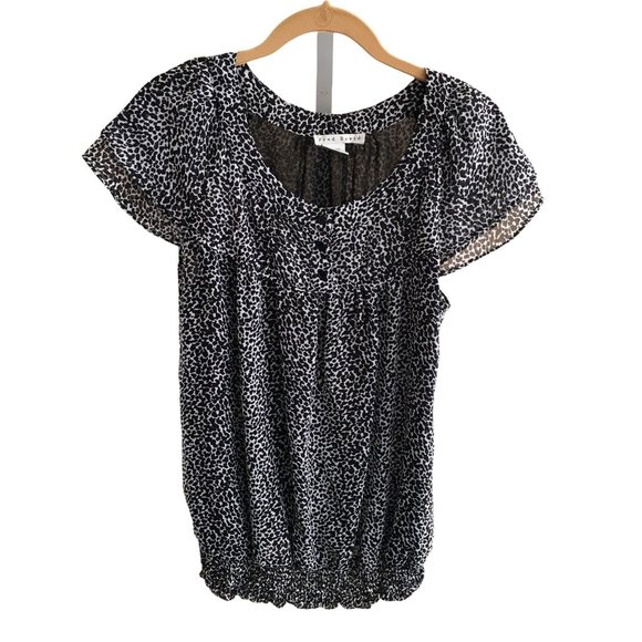 Fred David Tops - Fred David Womens Blouse Shirt Medium Black White Animal Print Casual Work Wear